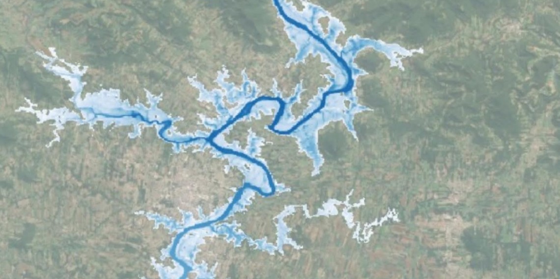 Mancha sobre a região de Lajeado, Arroio do Meio e Estrela na cheia de setembro de 2023