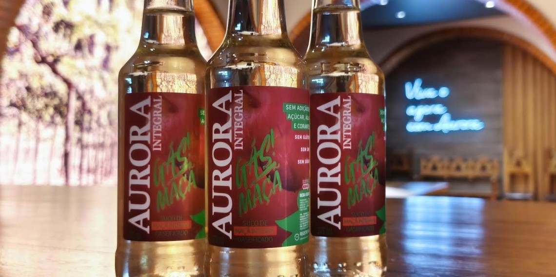 Suco de maçã gaseificado está entre as novidades apresentadas pela Cooperativa Vinícola Aurora